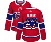 Women Adidas Montreal Canadiens #27 Karl Alzner Authentic Red USA Flag Fashion NHL Jersey