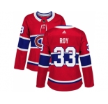 Women Adidas Montreal Canadiens #33 Patrick Roy Red Home Authentic Stitched NHL Jersey