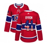 Women Adidas Montreal Canadiens #41 Paul Byron Authentic Red USA Flag Fashion NHL Jersey