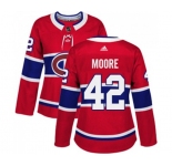 Women Adidas Montreal Canadiens #42 Dominic Moore Authentic Red Home NHL Jersey