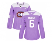 Women Adidas Montreal Canadiens #6 Shea Weber Purple Authentic Fights Cancer Stitched NHL Jersey