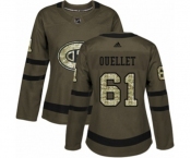 Women Adidas Montreal Canadiens #61 Xavier Ouellet Authentic Green Salute to Service NHL Jersey