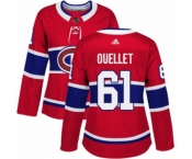 Women Adidas Montreal Canadiens #61 Xavier Ouellet Authentic Red Home NHL Jersey