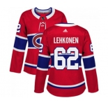 Women Adidas Montreal Canadiens #62 Artturi Lehkonen Authentic Red Home NHL Jersey