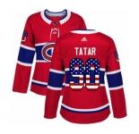 Women Adidas Montreal Canadiens #90 Tomas Tatar Authentic Red USA Flag Fashion NHL Jersey