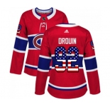 Women Adidas Montreal Canadiens #92 Jonathan Drouin Authentic Red USA Flag Fashion NHL Jersey
