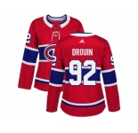 Women Adidas Montreal Canadiens #92 Jonathan Drouin Red Home Authentic Stitched NHL Jersey