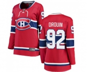 Women Montreal Canadiens #92 Jonathan Drouin Authentic Red Home Fanatics Branded Breakaway NHL Jersey