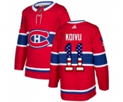 Youth Adidas Montreal Canadiens #11 Saku Koivu Authentic Red USA Flag Fashion NHL Jersey