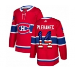 Youth Adidas Montreal Canadiens #14 Tomas Plekanec Authentic Red USA Flag Fashion NHL Jersey