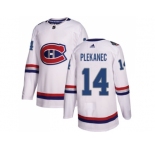 Youth Adidas Montreal Canadiens #14 Tomas Plekanec White Authentic 2017 100 Classic Stitched NHL Jersey