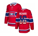 Youth Adidas Montreal Canadiens #16 Henri Richard Authentic Red USA Flag Fashion NHL Jersey