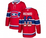 Youth Adidas Montreal Canadiens #16 Henri Richard Authentic Red USA Flag Fashion NHL Jersey