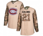 Youth Adidas Montreal Canadiens #21 David Schlemko Authentic Camo Veterans Day Practice NHL Jersey