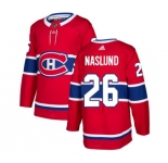 Youth Adidas Montreal Canadiens #26 Mats Naslund Authentic Red Home NHL Jersey