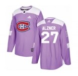 Youth Adidas Montreal Canadiens #27 Karl Alzner Authentic Purple Fights Cancer Practice NHL Jersey