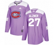 Youth Adidas Montreal Canadiens #27 Karl Alzner Authentic Purple Fights Cancer Practice NHL Jersey