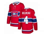 Youth Adidas Montreal Canadiens #4 Jean Beliveau Red Home Authentic Stitched NHL Jersey