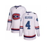 Youth Adidas Montreal Canadiens #4 Jean Beliveau White Authentic 2017 100 Classic Stitched NHL Jersey