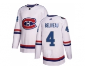 Youth Adidas Montreal Canadiens #4 Jean Beliveau White Authentic 2017 100 Classic Stitched NHL Jersey