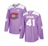 Youth Adidas Montreal Canadiens #41 Paul Byron Authentic Purple Fights Cancer Practice NHL Jersey