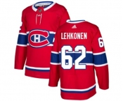 Youth Adidas Montreal Canadiens #62 Artturi Lehkonen Authentic Red Home NHL Jersey