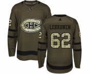 Youth Adidas Montreal Canadiens #62 Artturi Lehkonen Premier Green Salute to Service NHL Jersey
