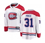 Youth Montreal Canadiens #31 Carey Price Authentic White Away Fanatics Branded Breakaway NHL Jersey