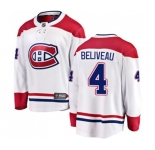 Youth Montreal Canadiens #4 Jean Beliveau Authentic White Away Fanatics Branded Breakaway NHL Jersey