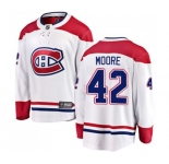 Youth Montreal Canadiens #42 Dominic Moore Authentic White Away Fanatics Branded Breakaway NHL Jersey