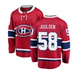 Youth Montreal Canadiens #58 Noah Juulsen Authentic Red Home Fanatics Branded Breakaway NHL Jersey