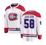Youth Montreal Canadiens #58 Noah Juulsen Authentic White Away Fanatics Branded Breakaway NHL Jersey