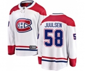 Youth Montreal Canadiens #58 Noah Juulsen Authentic White Away Fanatics Branded Breakaway NHL Jersey