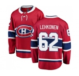Youth Montreal Canadiens #62 Artturi Lehkonen Authentic Red Home Fanatics Branded Breakaway NHL Jersey