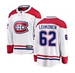 Youth Montreal Canadiens #62 Artturi Lehkonen Authentic White Away Fanatics Branded Breakaway NHL Jersey