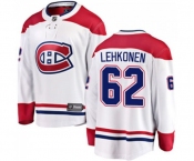 Youth Montreal Canadiens #62 Artturi Lehkonen Authentic White Away Fanatics Branded Breakaway NHL Jersey