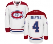 Youth Reebok Montreal Canadiens #4 Jean Beliveau Authentic White Away NHL Jersey