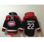 Men's Montreal Canadiens #22 Cole Caufield Navy Red Lace-Up Pullover Hoodie