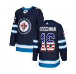 Adidas Winnipeg Jets #16 Laurie Boschman Authentic Navy Blue USA Flag Fashion NHL Jersey