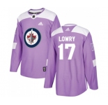 Adidas Winnipeg Jets #17 Adam Lowry Authentic Purple Fights Cancer Practice NHL Jersey