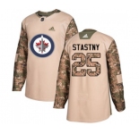 Adidas Winnipeg Jets #25 Paul Stastny Authentic Camo Veterans Day Practice NHL Jersey