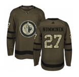 Adidas Winnipeg Jets #27 Teppo Numminen Authentic Green Salute to Service NHL Jersey
