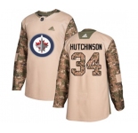 Adidas Winnipeg Jets #34 Michael Hutchinson Authentic Camo Veterans Day Practice NHL Jersey