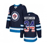 Adidas Winnipeg Jets #34 Michael Hutchinson Authentic Navy Blue USA Flag Fashion NHL Jersey