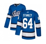Adidas Winnipeg Jets #64 Logan Stanley Authentic Blue Alternate NHL Jersey