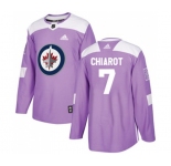Adidas Winnipeg Jets #7 Ben Chiarot Authentic Purple Fights Cancer Practice NHL Jersey