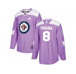 Men Adidas Winnipeg Jets #8 Jacob Trouba Purple Authentic Fights Cancer Stitched NHL Jersey