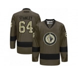 Men's Reebok Winnipeg Jets #64 Logan Stanley Authentic Green Salute to Service NHL Jersey