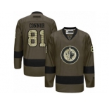 Men's Reebok Winnipeg Jets #81 Kyle Connor Authentic Green Salute to Service NHL Jersey