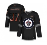 Men's Winnipeg Jets #37 Connor Hellebuyck Black USA Flag Limited Hockey Jersey